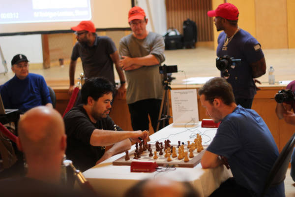 A game against Hikaru Nakamura at Annex Chess Club, Toronto (photo: Olga Mushtaler)